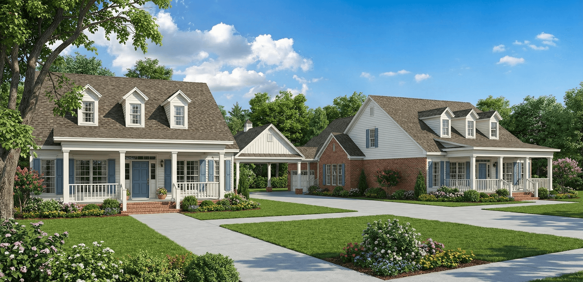 Front elevation of Duplex/Multi-Unit home (ThePlanCollection: House Plan #153-1890)