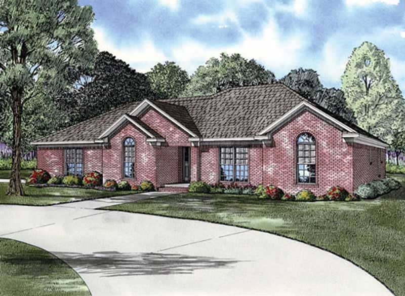 Front elevation of European home (ThePlanCollection: House Plan #153-1901)