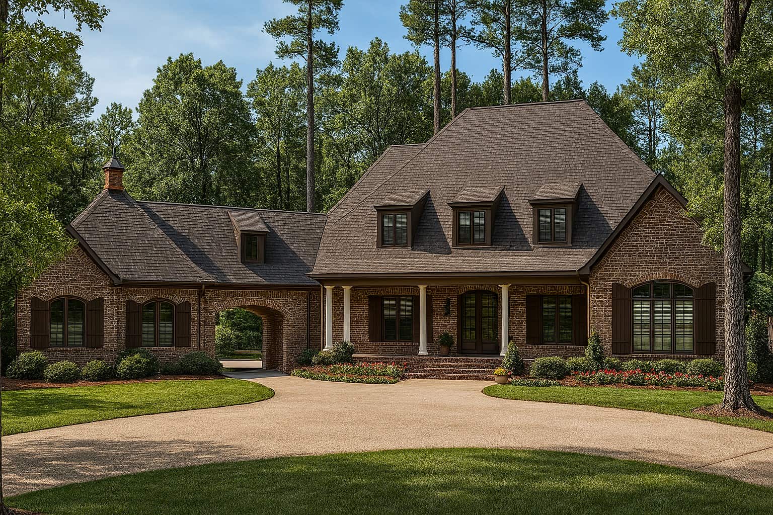 Front elevation of Luxury home (ThePlanCollection: House Plan #153-1945)