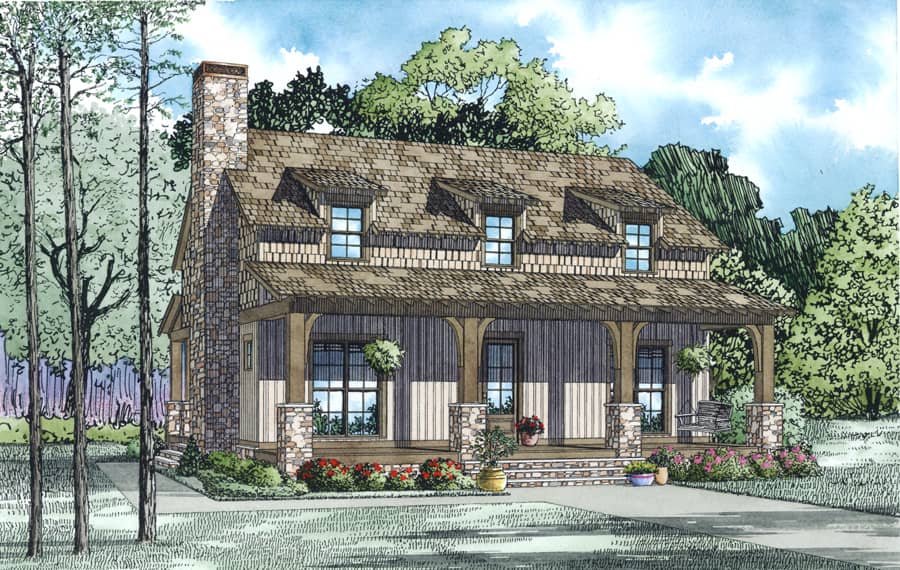 Front elevation of Country home (ThePlanCollection: House Plan #153-1991)