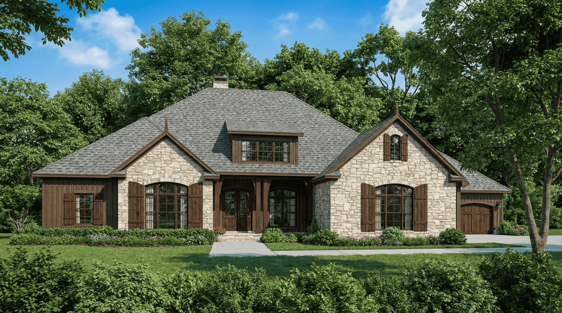 Front Elevation of this Luxury House (#153-2021) at The Plan Collection.