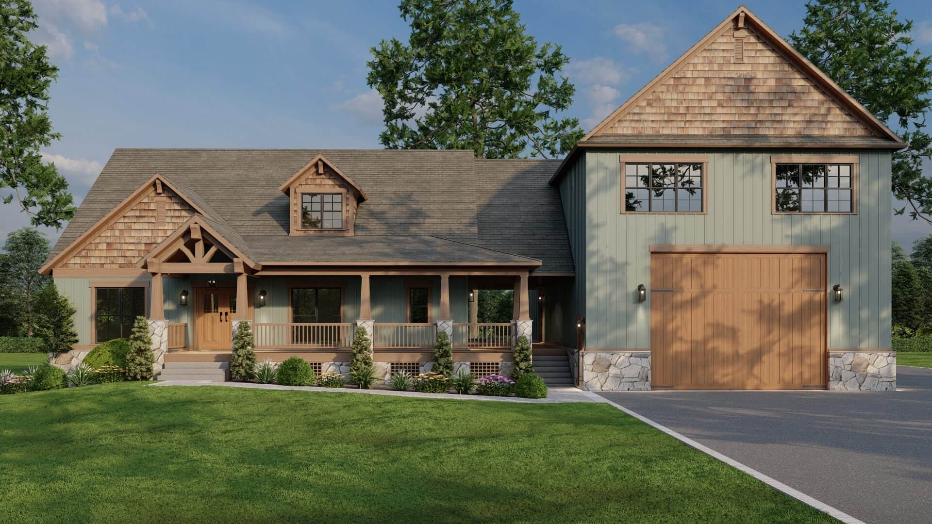 Front elevation of Farmhouse home (ThePlanCollection: House Plan #153-2110)