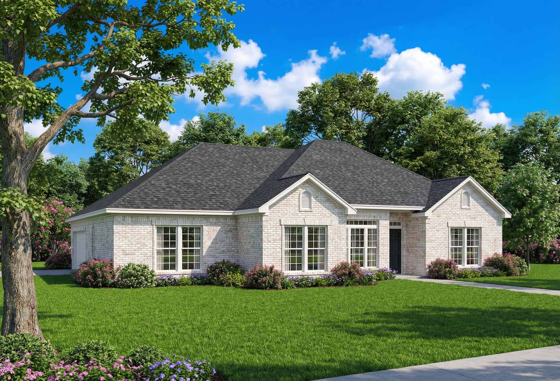 Front elevation of Ranch home (ThePlanCollection: House Plan #153-2117)