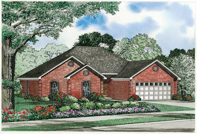 Front elevation of Ranch home (ThePlanCollection: House Plan #153-2118)