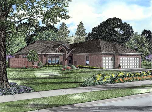 Front elevation of Mediterranean home (ThePlanCollection: House Plan #153-2119)