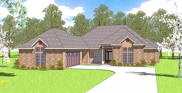 Front view of Ranch home (ThePlanCollection: House Plan #155-1003)