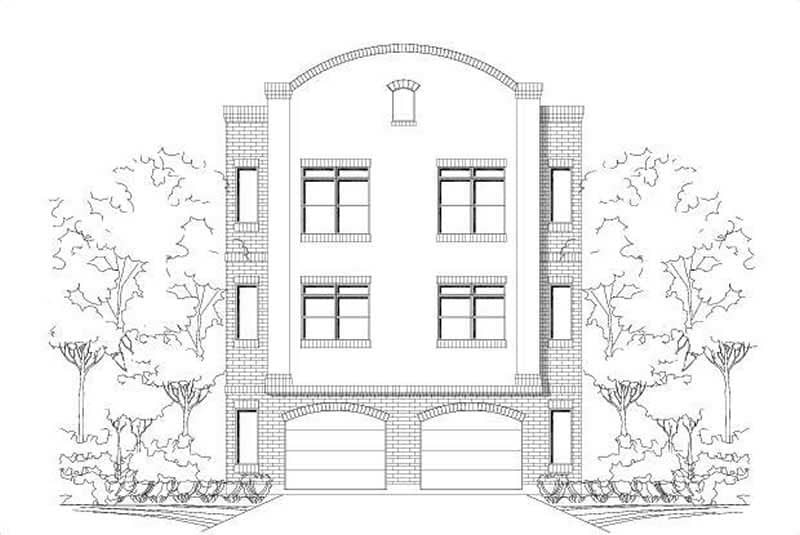 Front elevation of Multi-Unit home (ThePlanCollection: House Plan #156-1599)