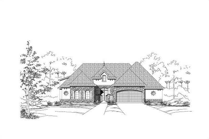 Front elevation of Ranch home (ThePlanCollection: House Plan #156-1939)