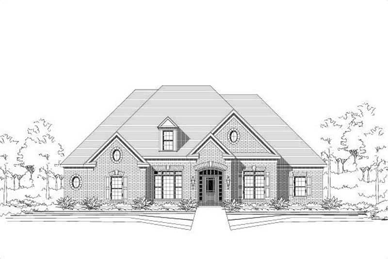 Front elevation of Luxury home (ThePlanCollection: House Plan #156-2137)