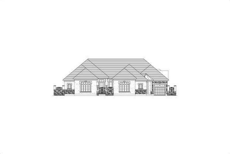 Front elevation of Tuscan home (ThePlanCollection: House Plan #156-2145)