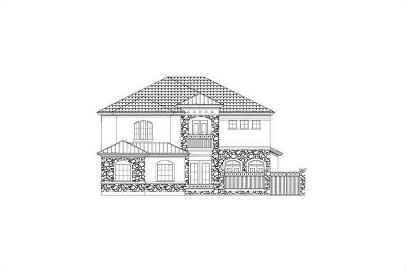 Front elevation of Spanish home (ThePlanCollection: House Plan #156-2234)