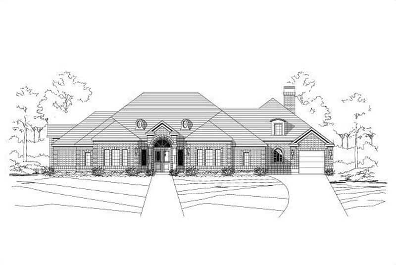 Front elevation of European home (ThePlanCollection: House Plan #156-2325)