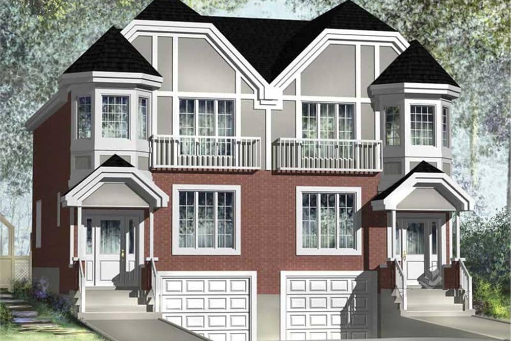 Color rendering of Multi-Unit home plan(ThePlanCollection: House Plan #157-1017)