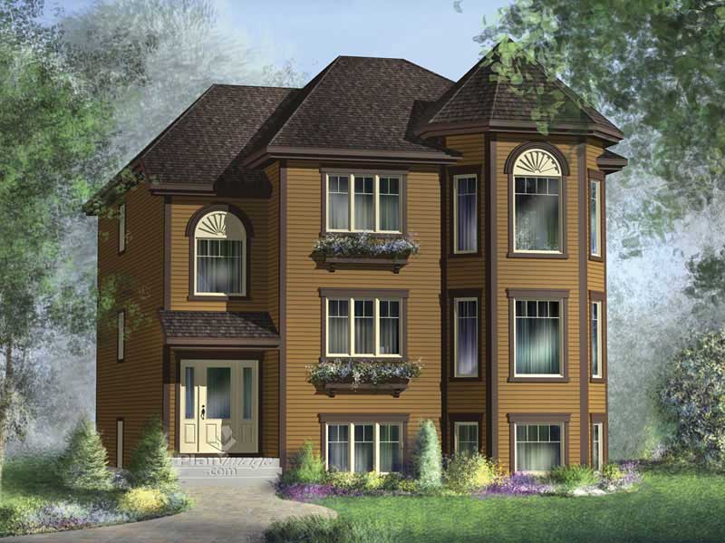 Front elevation of Multi-Unit home (ThePlanCollection: House Plan #157-1034)