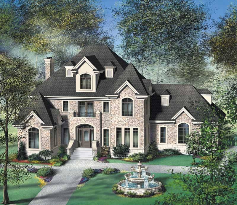 Front elevation of French home (ThePlanCollection: House Plan #157-1260)