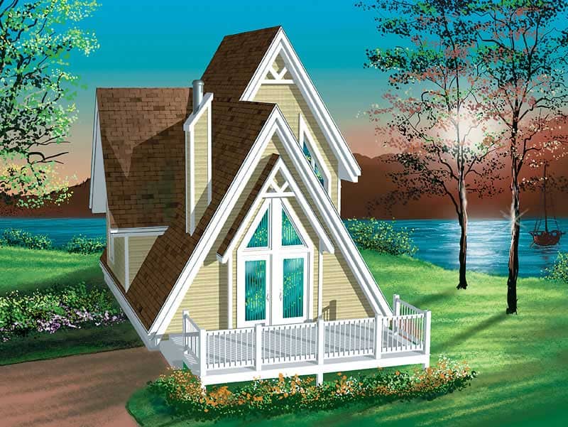 Front elevation of Lake home (ThePlanCollection: House Plan #157-1419)