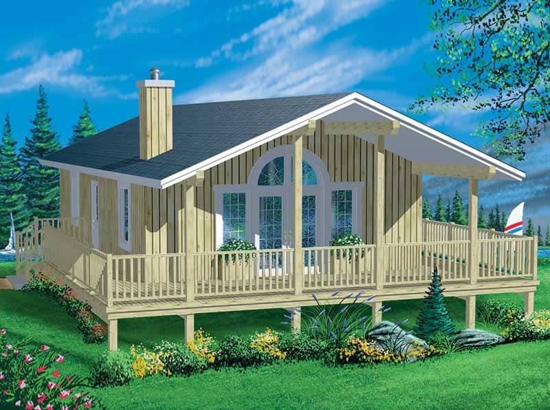 Front elevation of Lake home (ThePlanCollection: House Plan #157-1524)