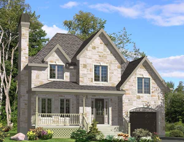 This is a 3D elevation for these European Home Plans.