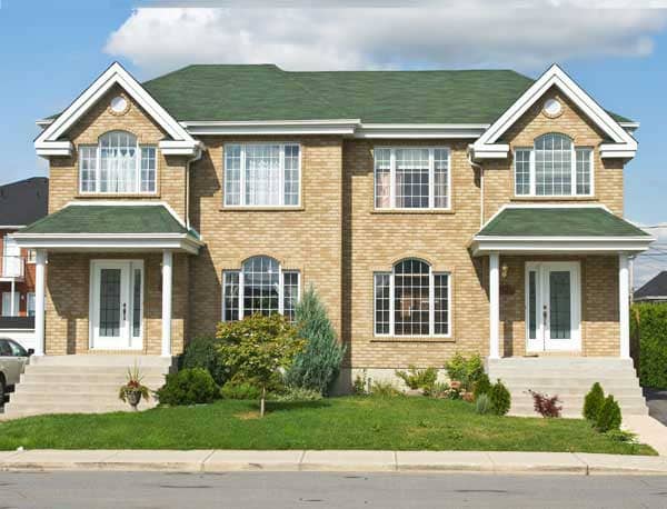 This is the front elevation for these Duplex Home Plans.