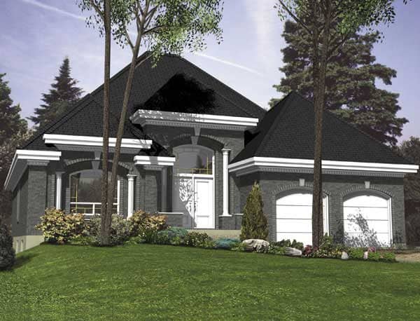 This is the front elevation for these European Home Plans.