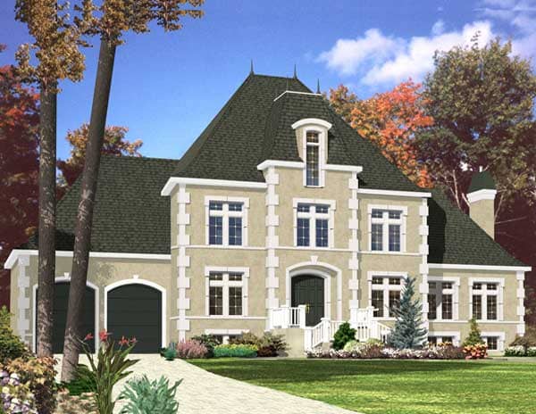This is the front elevation for these European House Plans.