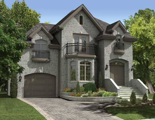 This is the front elevation for these Country Home Plans.