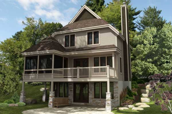 Front elevation of Craftsman home (ThePlanCollection: House Plan #158-1193)