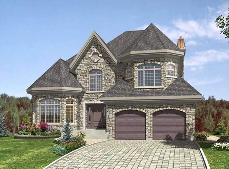 Front elevation of European home (ThePlanCollection: House Plan #158-1226)