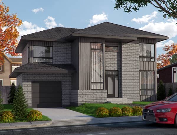 Front elevation of Contemporary home (ThePlanCollection: House Plan #158-1288)