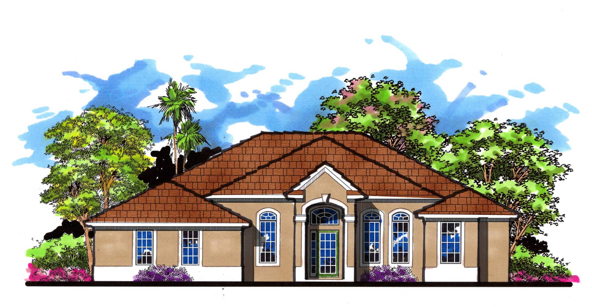 Color rendering of  Mediterranean House Plan 159-1001