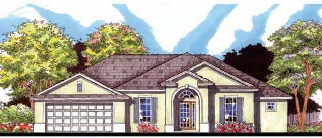 This is the front elevation for these Traditional Home Plans.