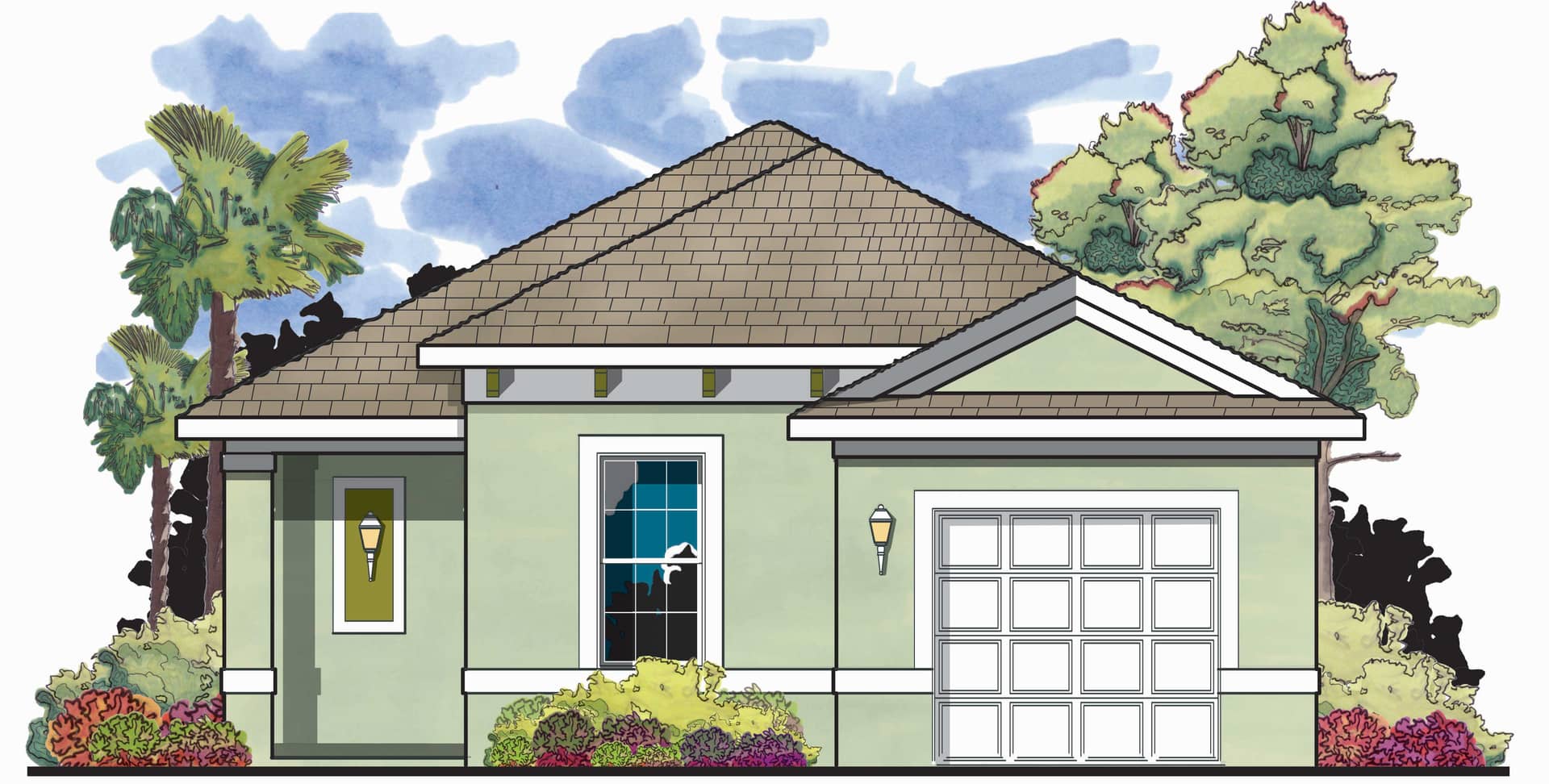 This is the front elevation of these Small House Plans.