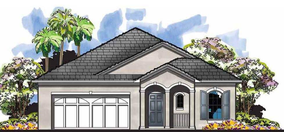 This is the front elevation for these French Country Home Plans.