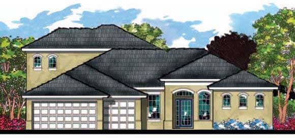 This is the front elevation for these European Home Plans.