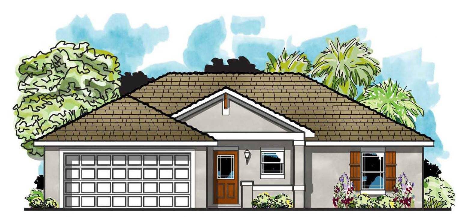 This is the front elevation for these European Home Plans.