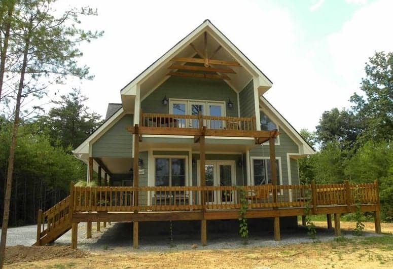 Front elevation of A Frame home (ThePlanCollection: House Plan #160-1015)