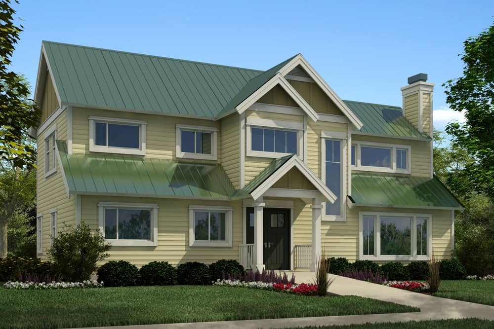 Front elevation of Contemporary home (ThePlanCollection: House Plan #160-1030)