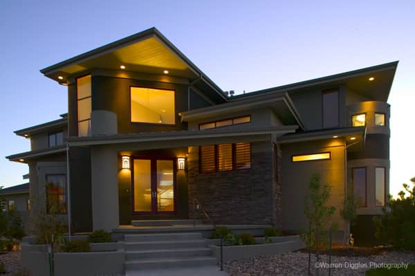 Front elevation of Contemporary home (ThePlanCollection: House Plan #161-1048)