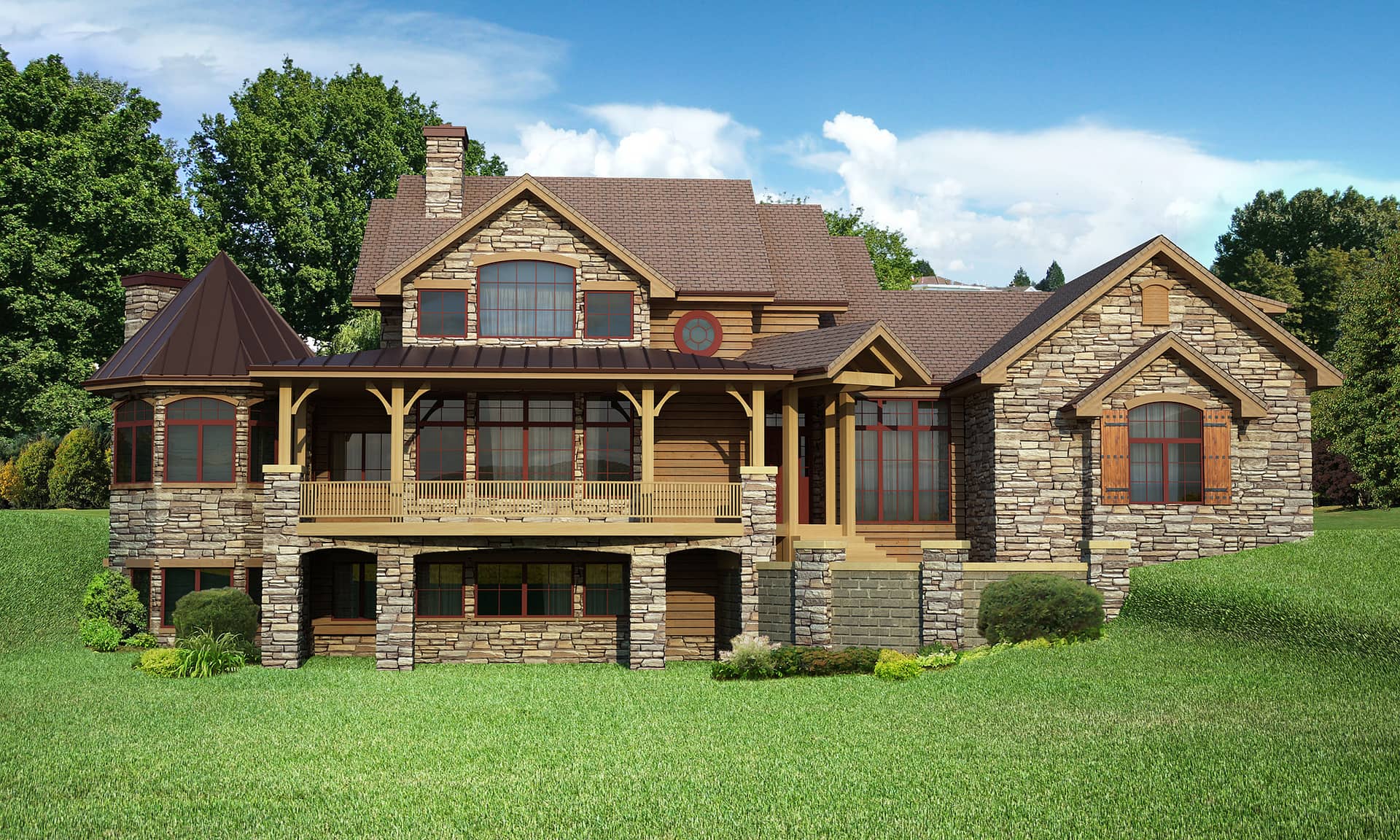Front Elevation Photo of this Craftsman House (#161-1057) at The Plan Collection.