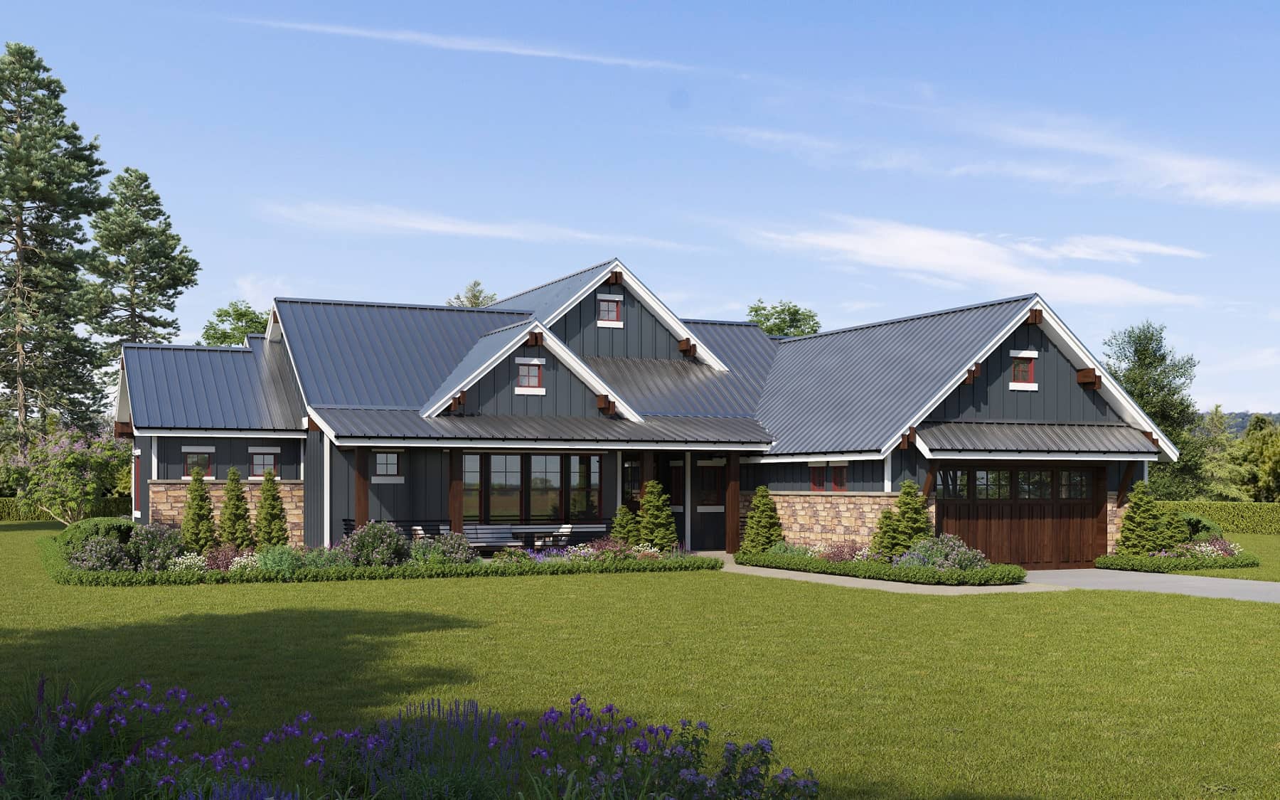 Front elevation of Ranch home (ThePlanCollection: House Plan #161-1165)