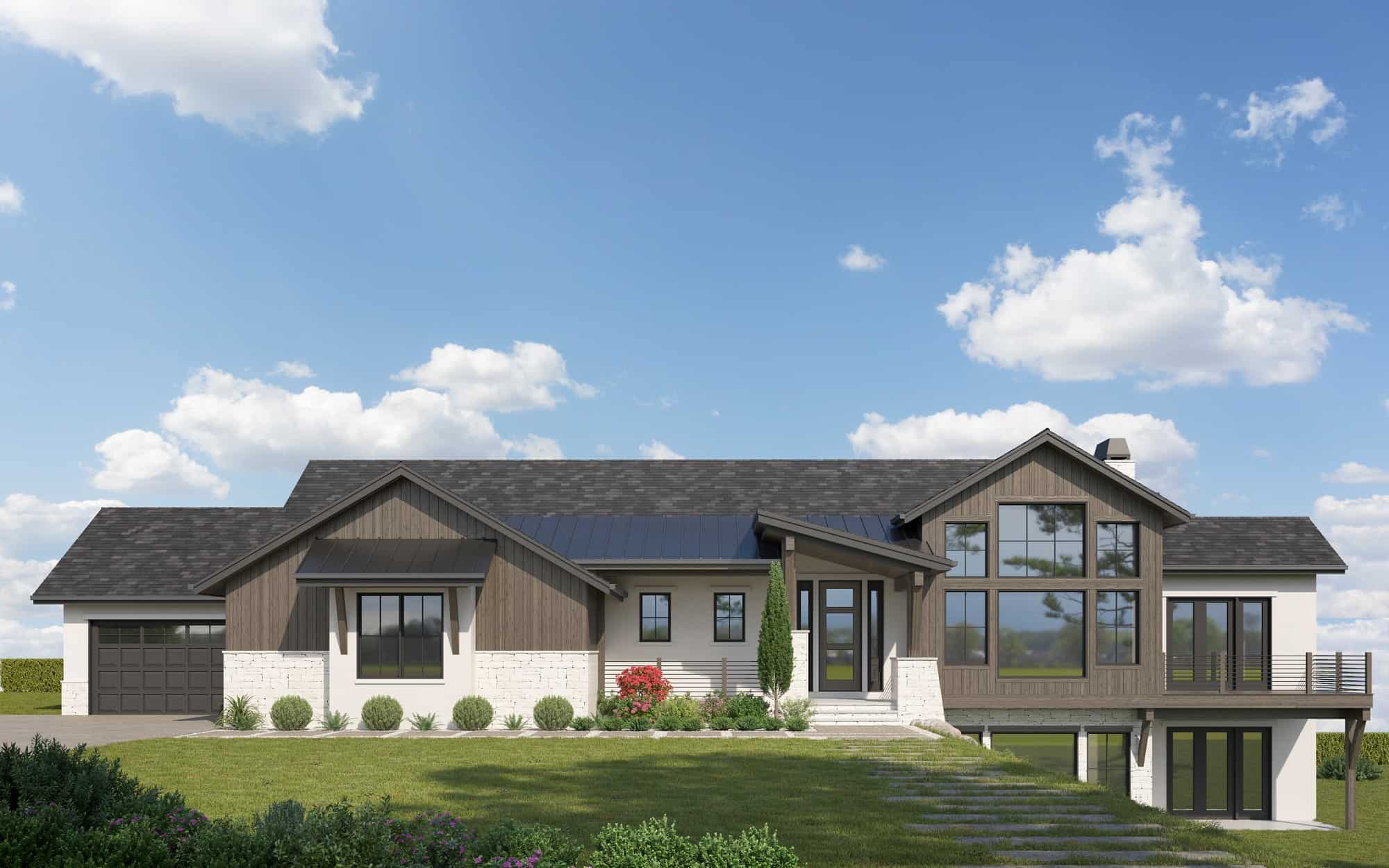 Front elevation of Modern home (ThePlanCollection: House Plan #161-1170)