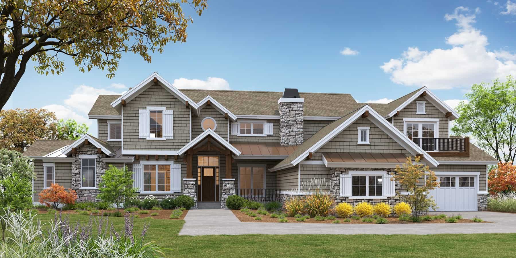 Front elevation of Contemporary home (ThePlanCollection: House Plan #161-1182)