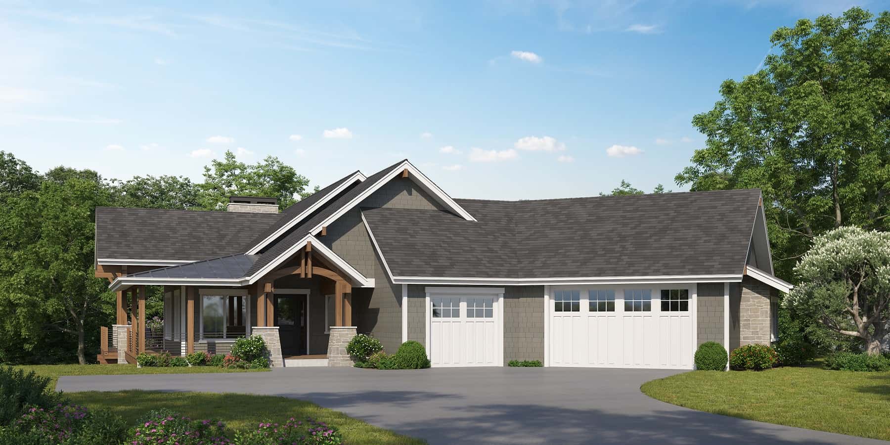 Front elevation of Contemporary home (ThePlanCollection: House Plan #161-1184)