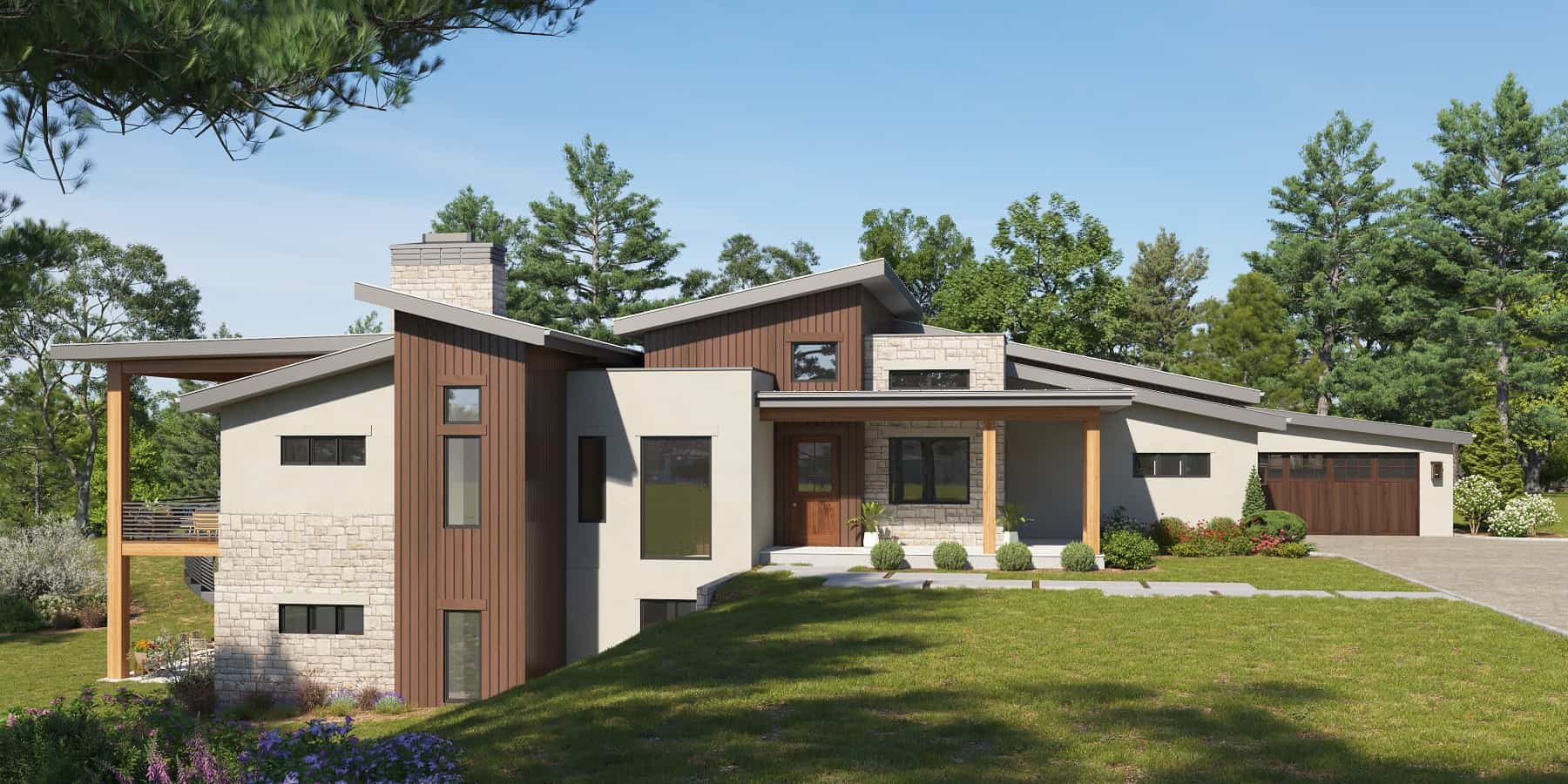 Front elevation of Modern home (ThePlanCollection: House Plan #161-1200)