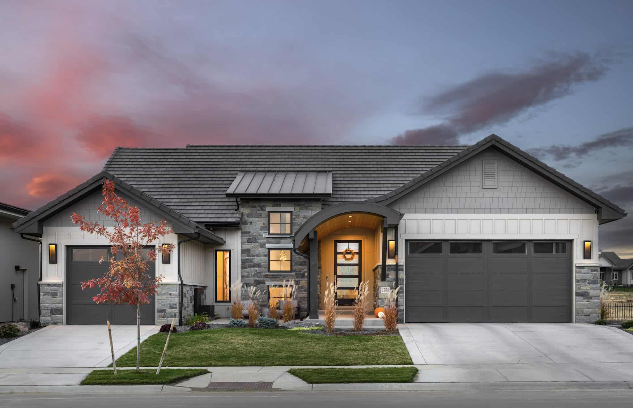 Front elevation of Contemporary home (ThePlanCollection: House Plan #161-1231)