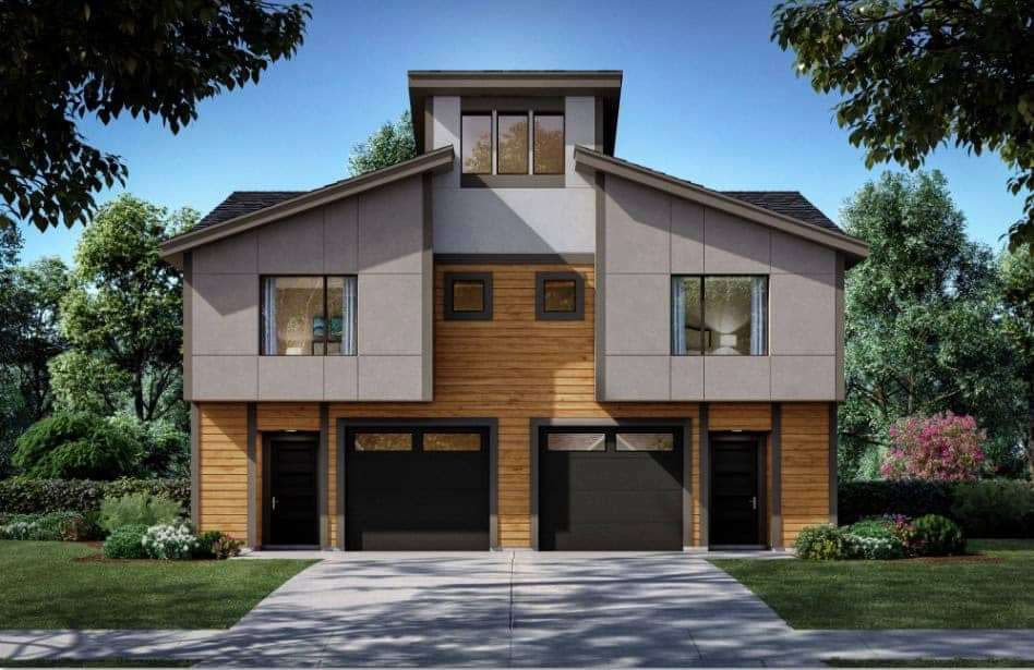 Front elevation of Duplex/Multi-Unit home (ThePlanCollection: House Plan #162-1082)