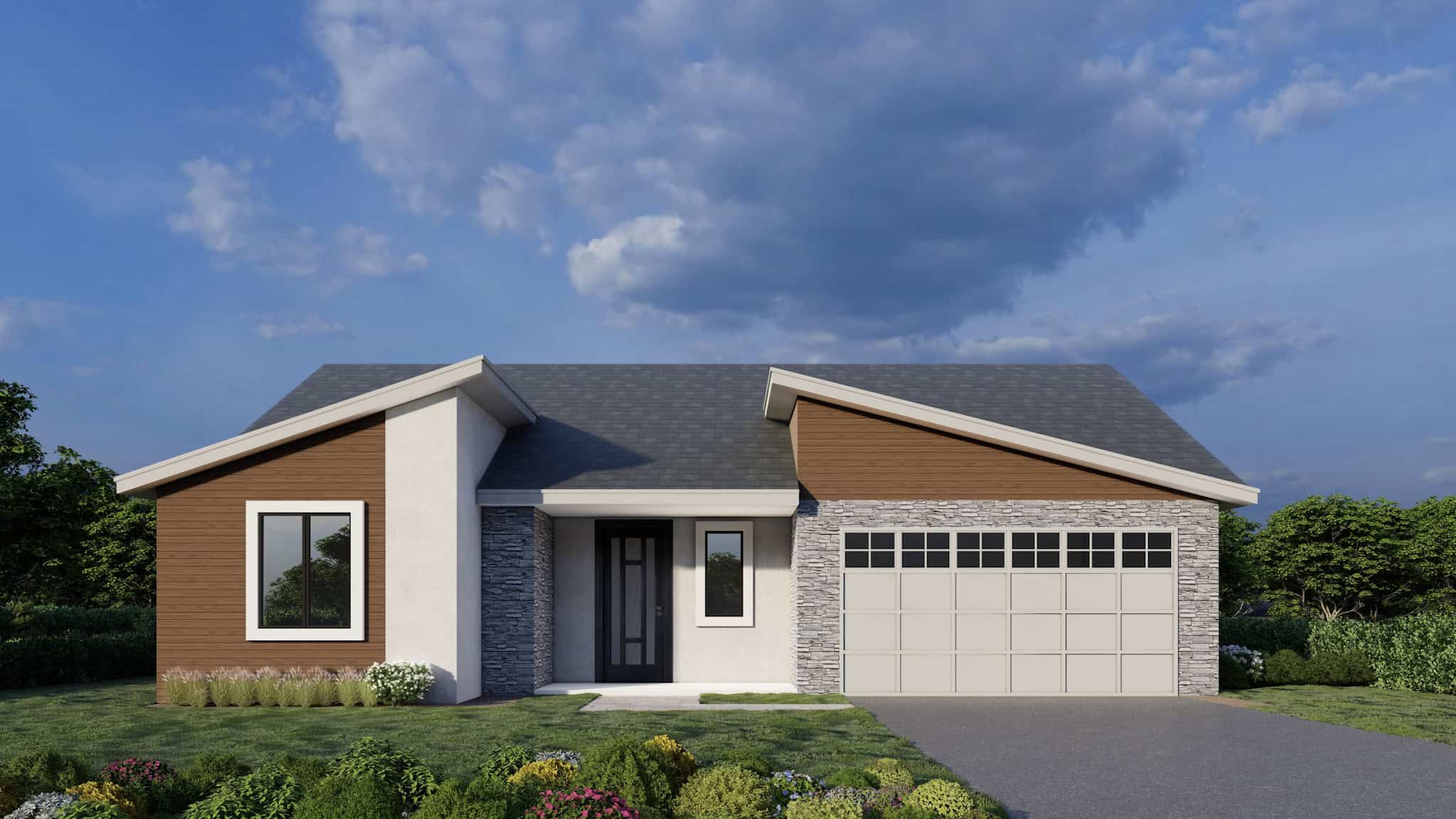 Front elevation of Contemporary home (ThePlanCollection: House Plan #162-1083)