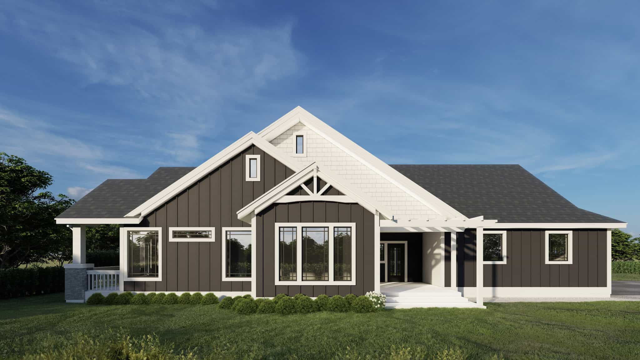 Front elevation of Farmhouse home (ThePlanCollection: House Plan #162-1107)