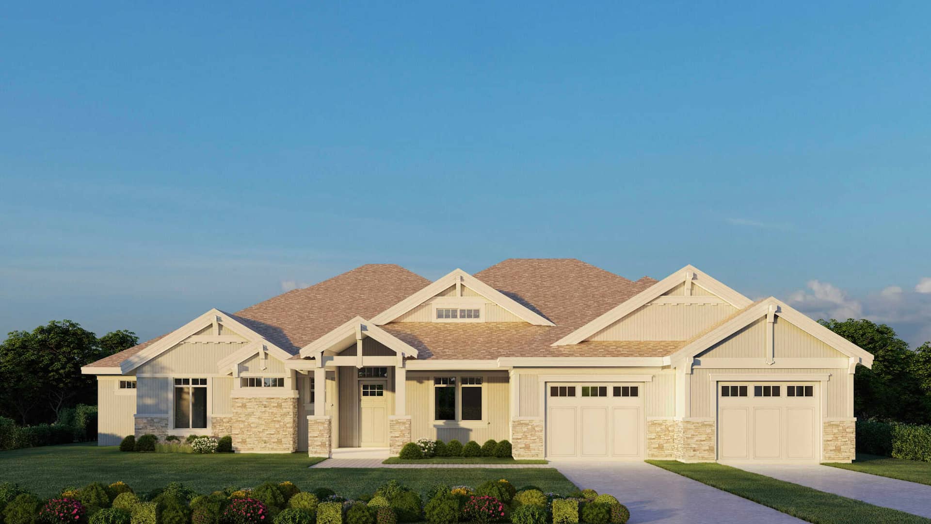 Front elevation of Craftsman home (ThePlanCollection: House Plan #162-1115)