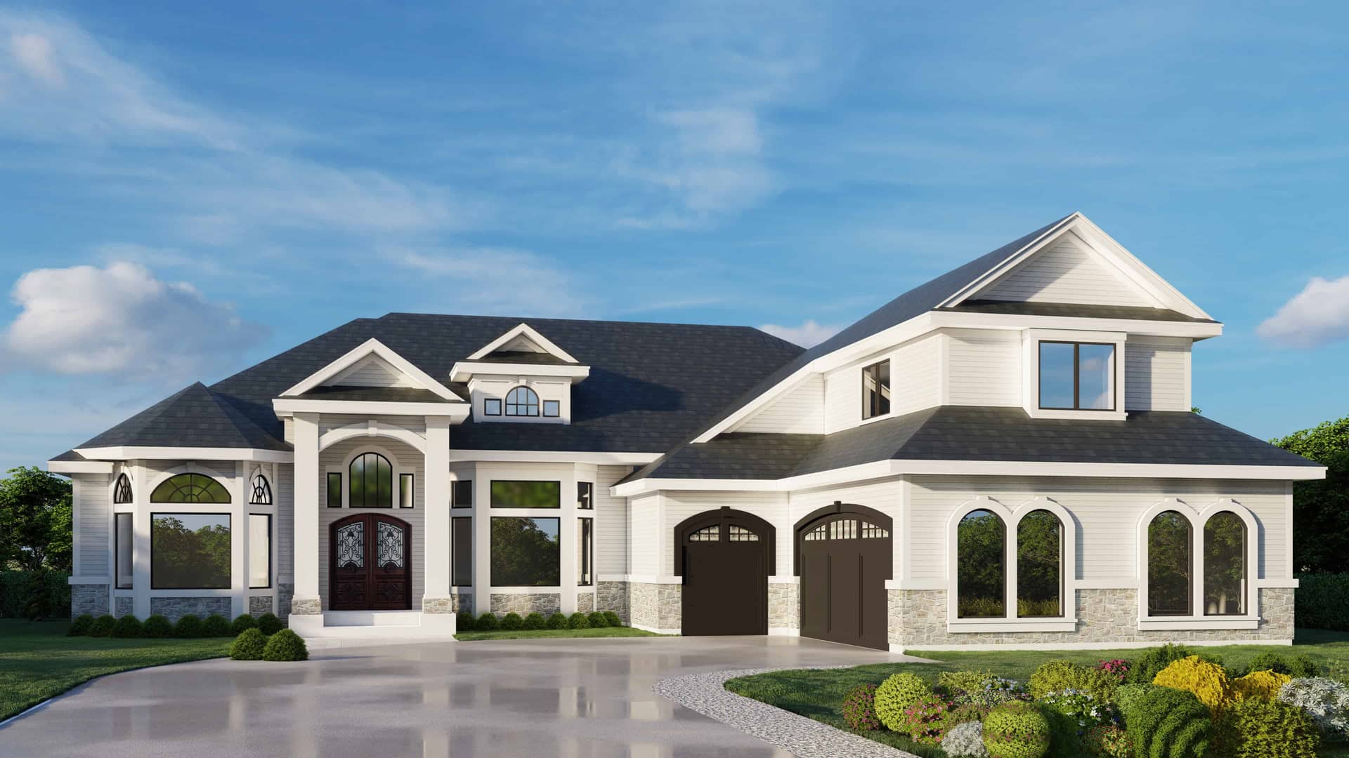 Front elevation of European home (ThePlanCollection: House Plan #162-1116)